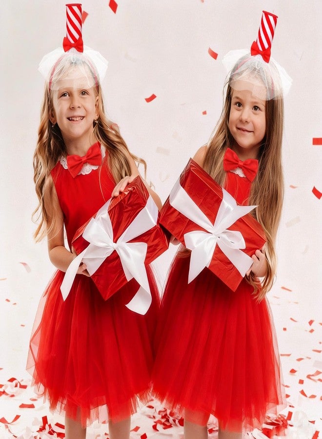 Liitrsh 2 Pack Red and White Striped Headband Valentines Costume Accessory Red Striped Headbands and Bowties Valentines Hair Accessory Gift Galentines Outfit for Women Party Decoration for Cosplay - Image 4